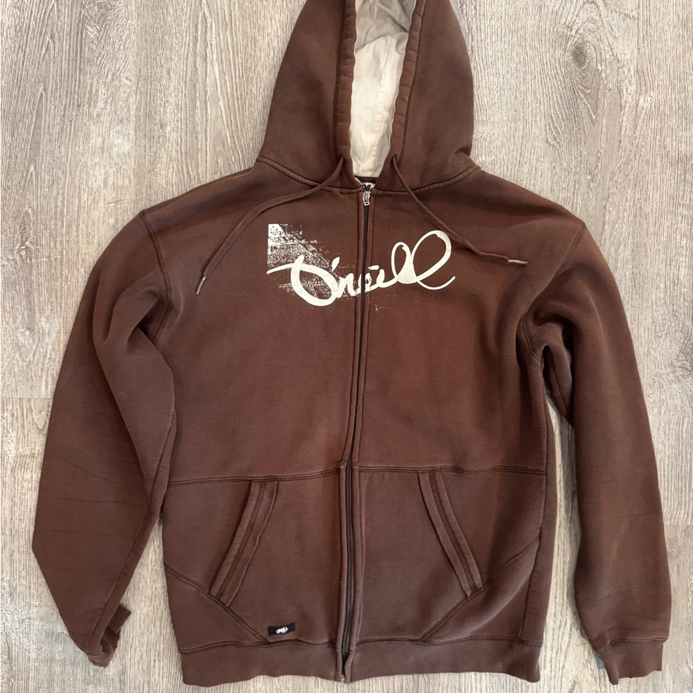 O'Neill Full zip heavyweight long sleeve distressed hoodie size medium